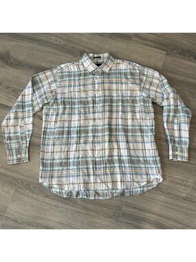 Calder Carmel Shirt Mens XL Multicolor Linen Plaid Button Down Limited Edition